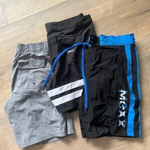 Mexx Men's Black and Blue Shorts, Hurley Black and White, Spyder Grey